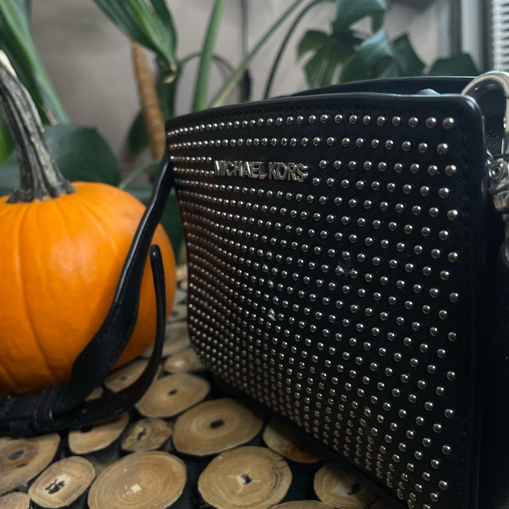 Selma Studded Saffiano Leather Mini Crossbody |